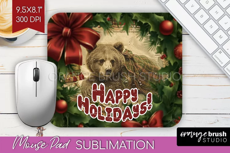 Vintage Christmas Mouse Pad Sublimation - Xmas Mousepad PNG