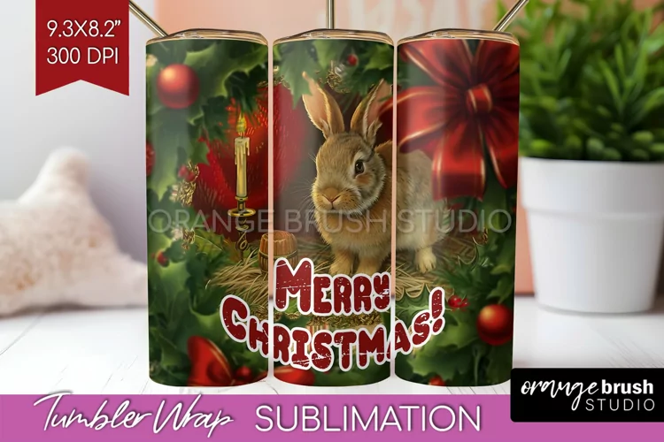 Vintage Christmas Tumbler Wrap - Xmas Tumbler Sublimation