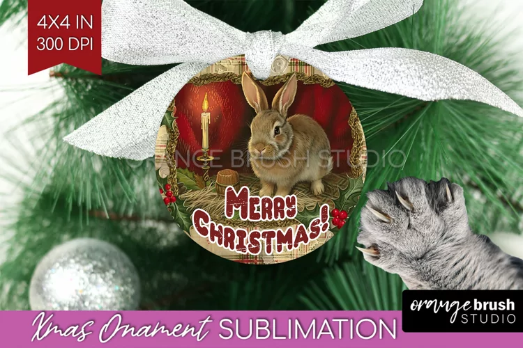 Vintage Christmas Ornament PNG - Retro Xmas Sublimation