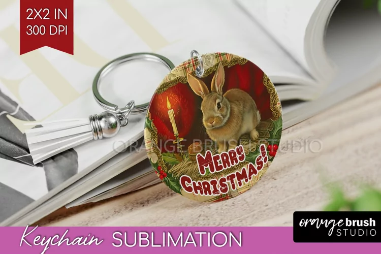 Vintage Christmas Keychain PNG - Xmas Keychain Sublimation