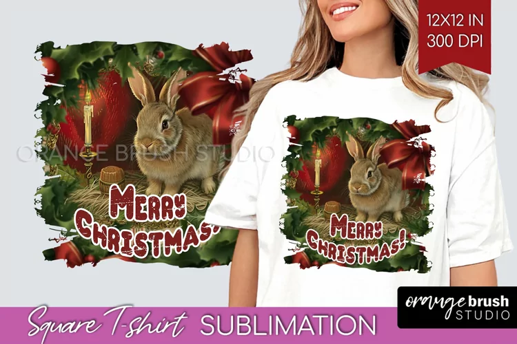 Vintage Christmas Sublimation, Xmas Square Tshirt Background