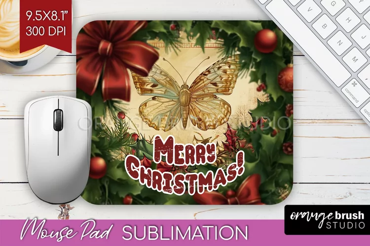 Vintage Christmas Mouse Pad Sublimation - Xmas Mousepad PNG