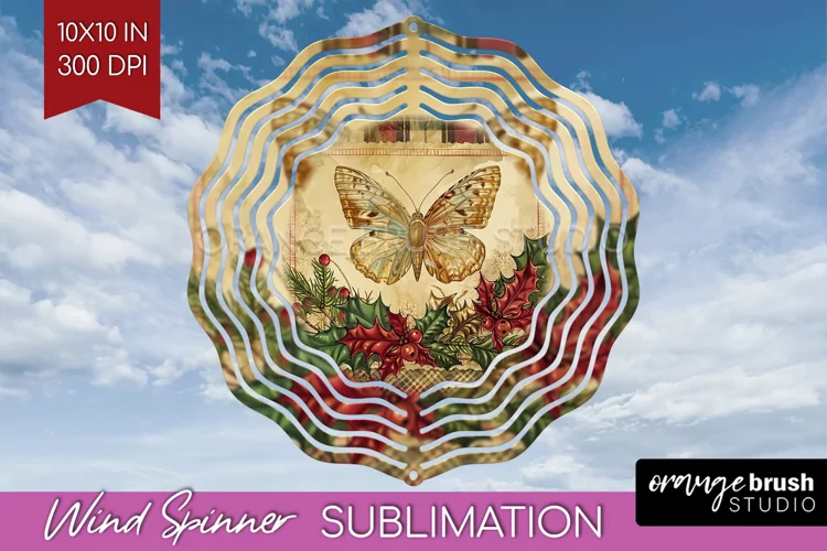 Vintage Christmas Wind Spinner PNG - Retro Xmas Sublimation