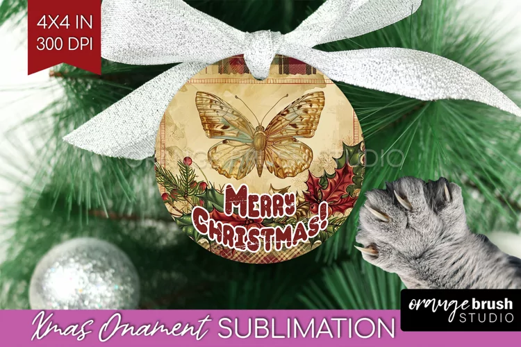 Vintage Christmas Ornament PNG - Retro Xmas Sublimation