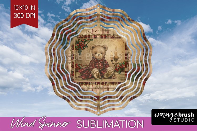 Vintage Christmas Wind Spinner PNG - Retro Xmas Sublimation example image 1