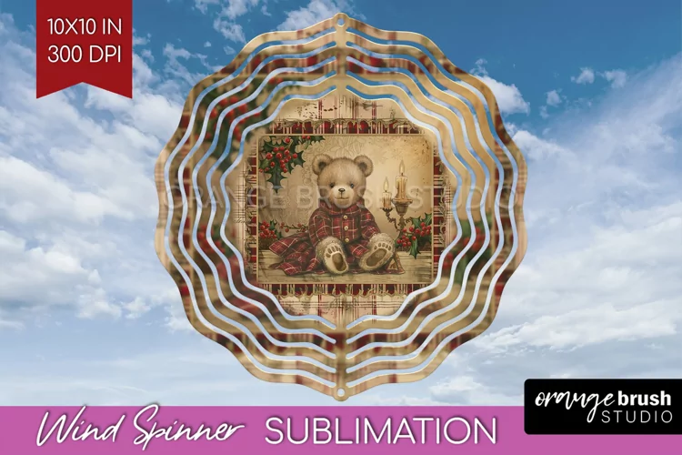 Vintage Christmas Wind Spinner PNG - Retro Xmas Sublimation