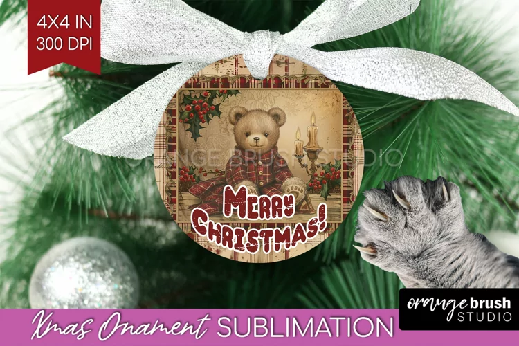 Vintage Christmas Ornament PNG - Retro Xmas Sublimation