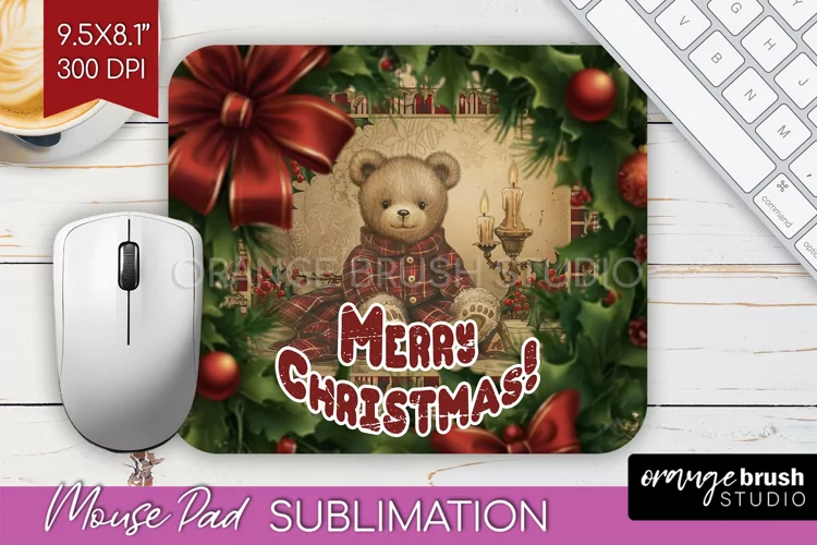 Vintage Christmas Mouse Pad Sublimation - Xmas Mousepad PNG