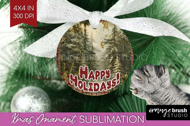 Vintage Christmas Ornament PNG - Retro Xmas Sublimation