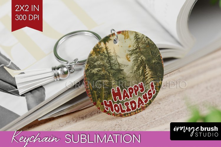 Vintage Christmas Keychain PNG - Xmas Keychain Sublimation
