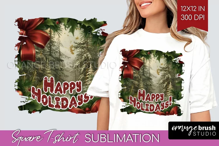 Vintage Christmas Sublimation, Xmas Square Tshirt Background