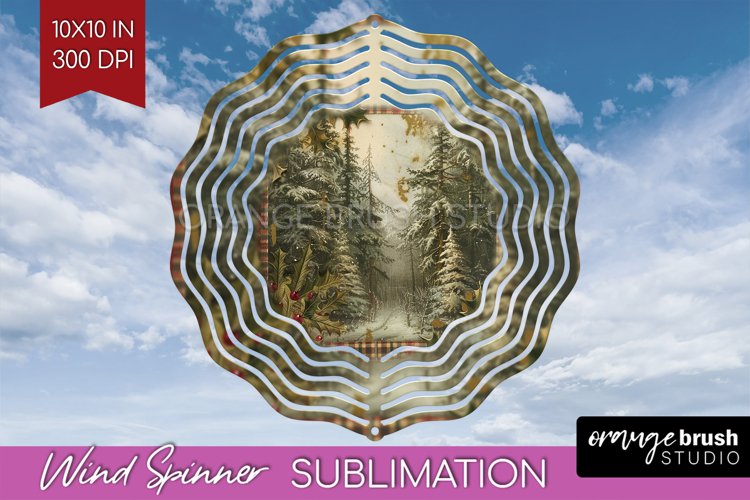 Vintage Christmas Wind Spinner PNG - Retro Xmas Sublimation example image 1