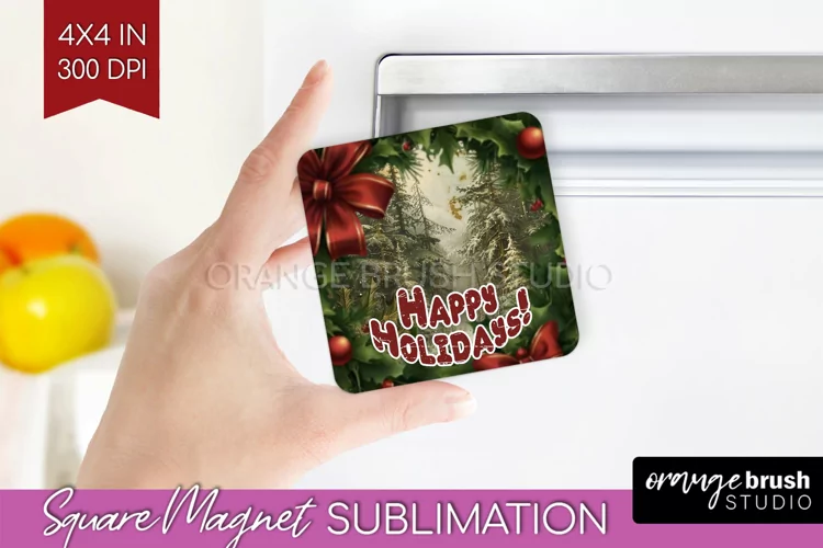 Vintage Christmas Magnet Sublimation - Retro Xmas Magnet PNG