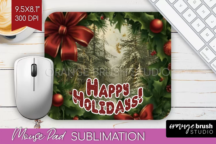 Vintage Christmas Mouse Pad Sublimation - Xmas Mousepad PNG