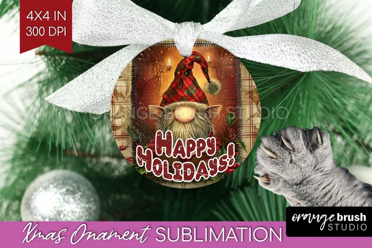 Vintage Christmas Ornament PNG - Retro Xmas Sublimation