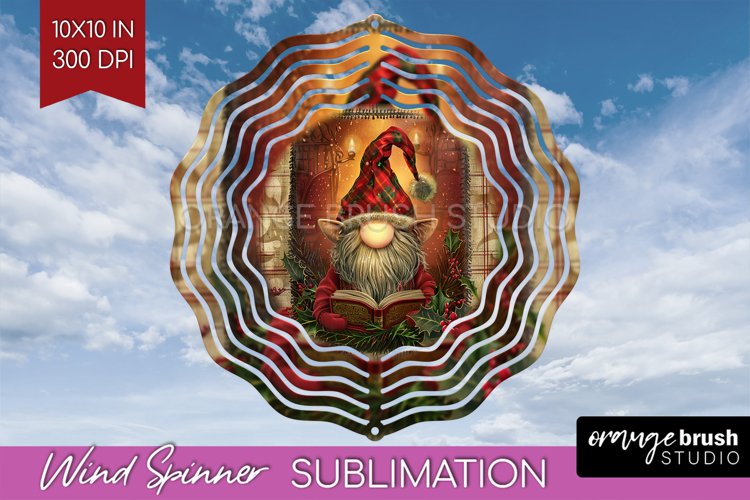Vintage Christmas Wind Spinner PNG - Retro Xmas Sublimation example image 1
