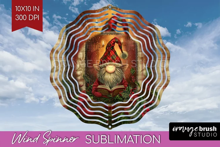 Vintage Christmas Wind Spinner PNG - Retro Xmas Sublimation