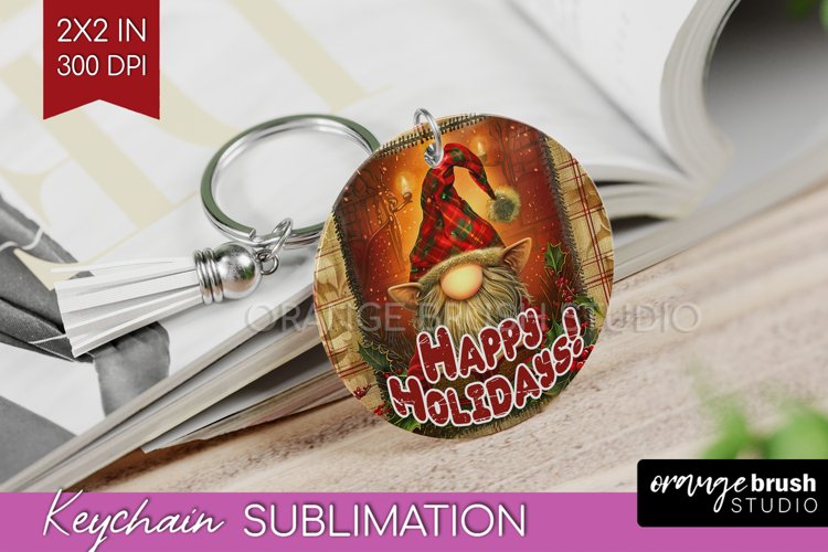 Vintage Christmas Keychain PNG - Xmas Keychain Sublimation