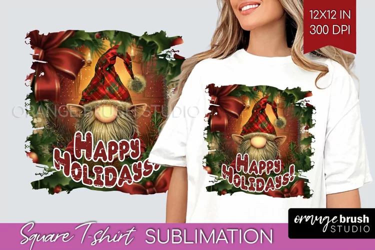 Vintage Christmas Sublimation, Xmas Square Tshirt Background