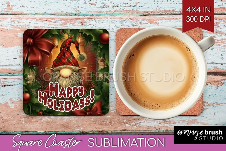 Vintage Christmas Square Coaster - Xmas Coaster Sublimation
