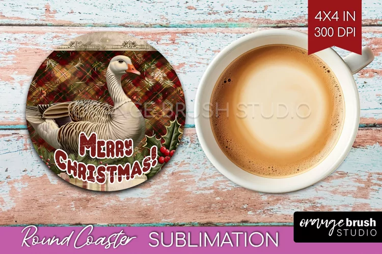 Vintage Christmas Round Coaster - Xmas Coaster Sublimation