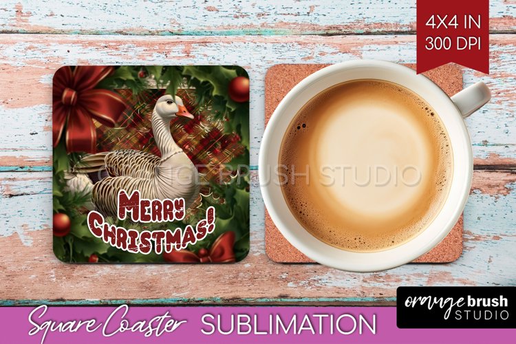 Vintage Christmas Square Coaster - Xmas Coaster Sublimation example image 1
