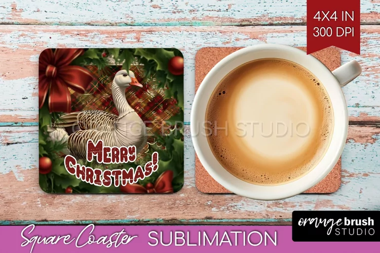 Vintage Christmas Square Coaster - Xmas Coaster Sublimation