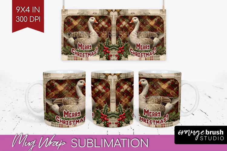 Vintage Christmas Mug Wrap - Retro Xmas 15Oz Mug Sublimation