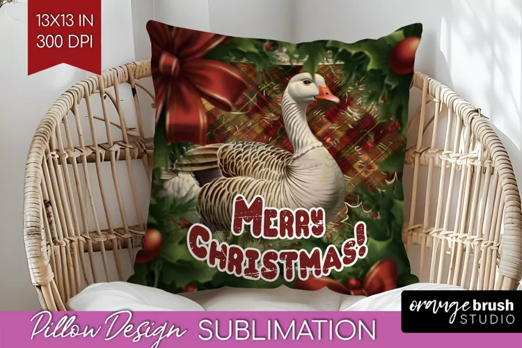 Vintage Christmas Pillow Sublimation - Xmas Pillow Cover PNG