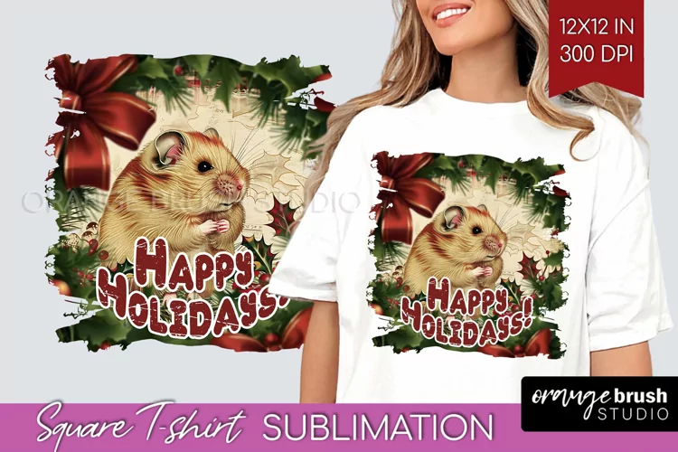 Vintage Christmas Sublimation, Xmas Square Tshirt Background