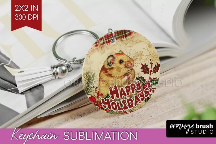 Vintage Christmas Keychain PNG - Xmas Keychain Sublimation