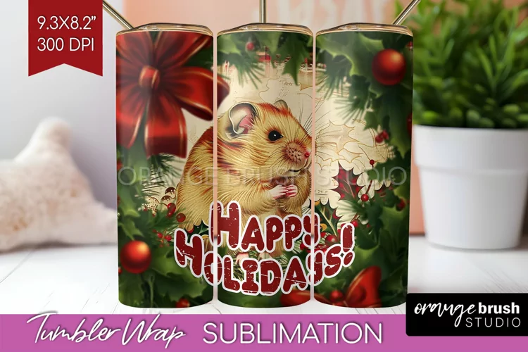Vintage Christmas Tumbler Wrap - Xmas Tumbler Sublimation