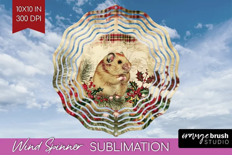 Vintage Christmas Wind Spinner PNG - Retro Xmas Sublimation