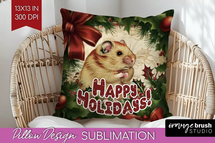 Vintage Christmas Pillow Sublimation - Xmas Pillow Cover PNG