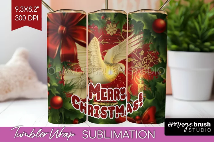 Vintage Christmas Tumbler Wrap - Xmas Tumbler Sublimation