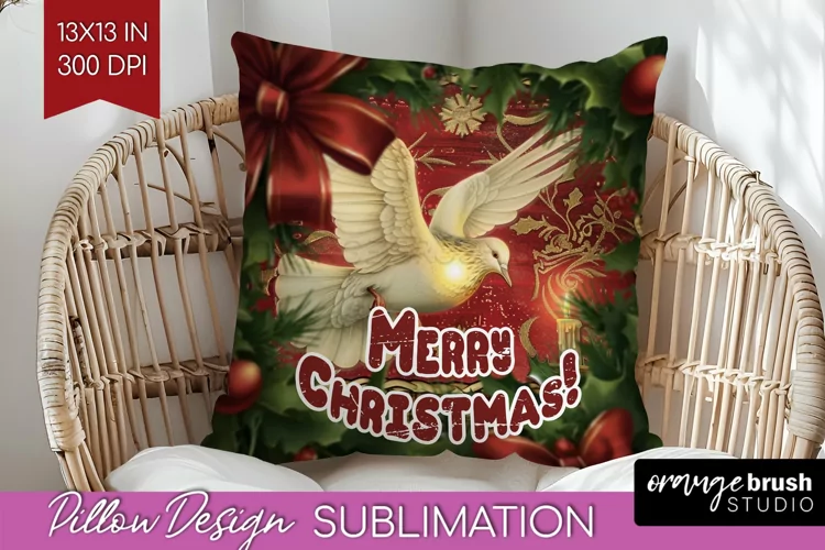 Vintage Christmas Pillow Sublimation - Xmas Pillow Cover PNG