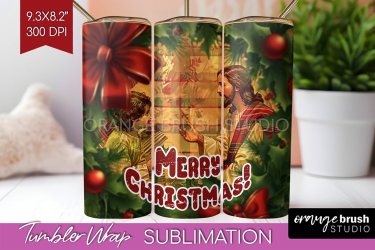 Vintage Christmas Tumbler Wrap - Xmas Tumbler Sublimation