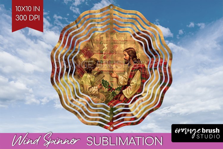Vintage Christmas Wind Spinner PNG - Retro Xmas Sublimation example image 1