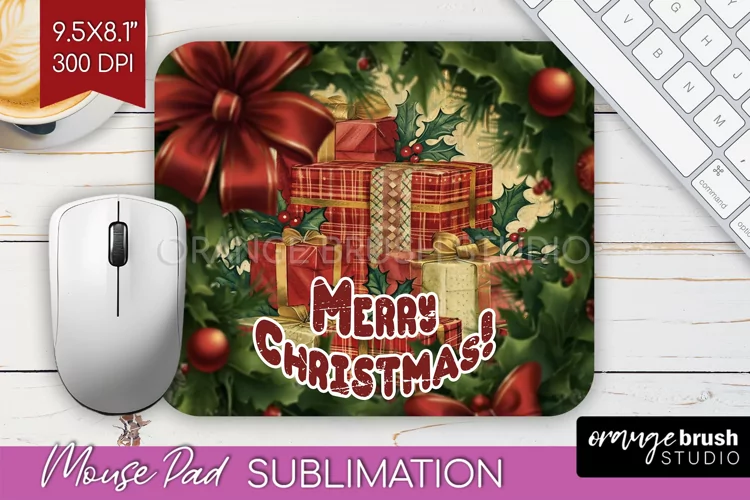 Vintage Christmas Mouse Pad Sublimation - Xmas Mousepad PNG