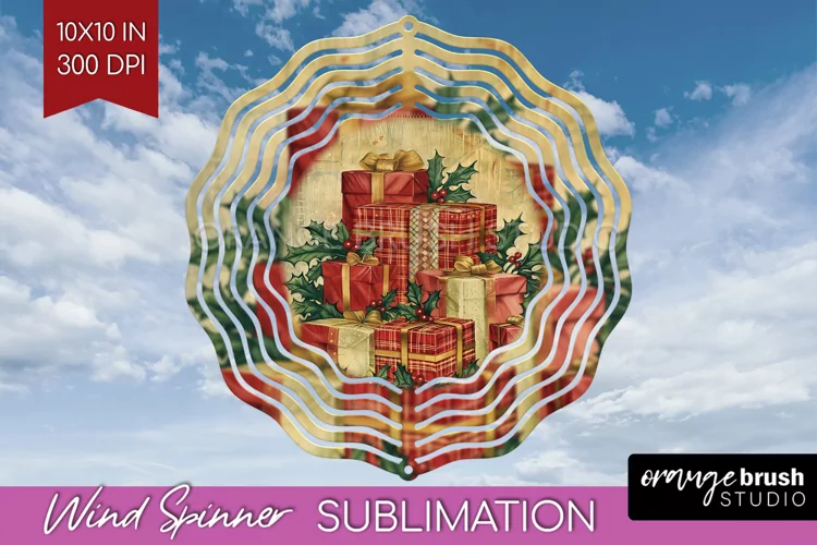 Vintage Christmas Wind Spinner PNG - Retro Xmas Sublimation