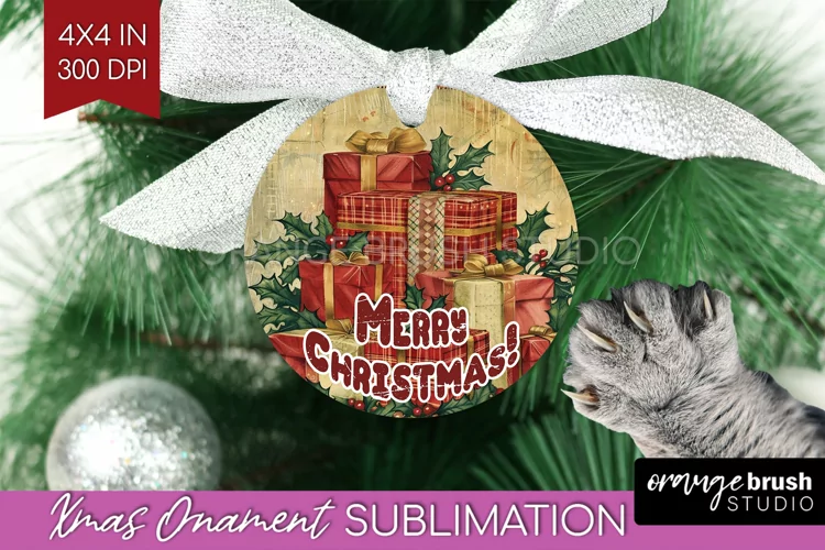 Vintage Christmas Ornament PNG - Retro Xmas Sublimation