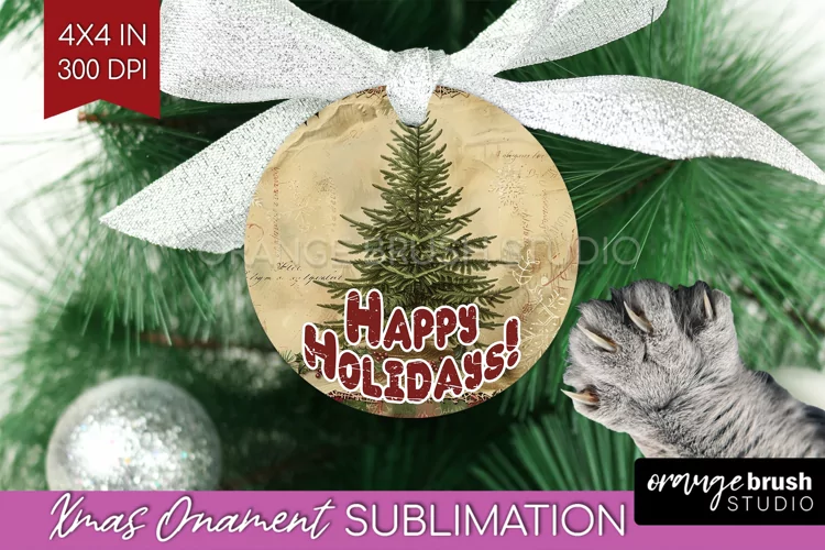 Vintage Christmas Ornament PNG - Retro Xmas Sublimation