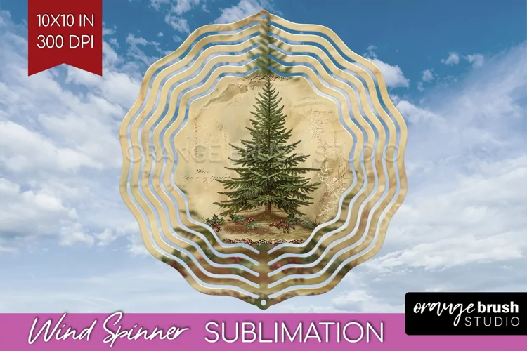 Vintage Christmas Wind Spinner PNG - Retro Xmas Sublimation