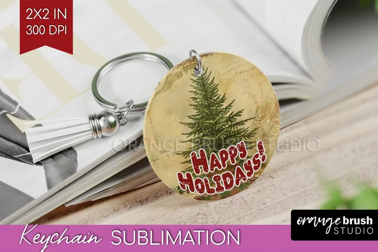 Vintage Christmas Keychain PNG - Xmas Keychain Sublimation