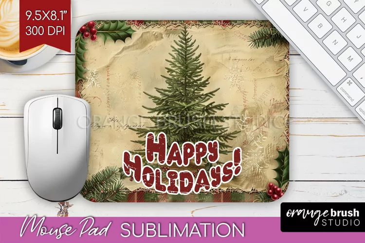 Vintage Christmas Mouse Pad Sublimation - Xmas Mousepad PNG