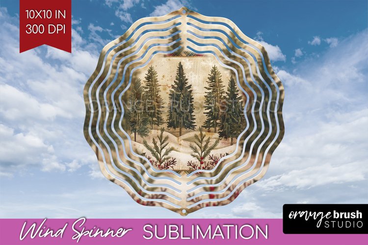 Vintage Christmas Wind Spinner PNG - Retro Xmas Sublimation example image 1