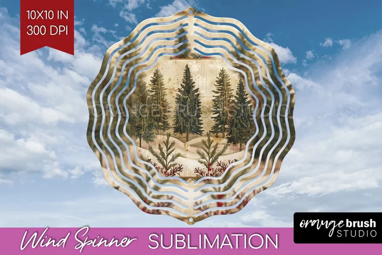 Vintage Christmas Wind Spinner PNG - Retro Xmas Sublimation