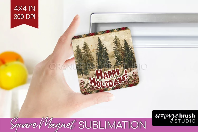 Vintage Christmas Magnet Sublimation - Retro Xmas Magnet PNG