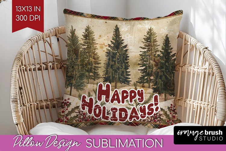 Vintage Christmas Pillow Sublimation - Xmas Pillow Cover PNG example image 1