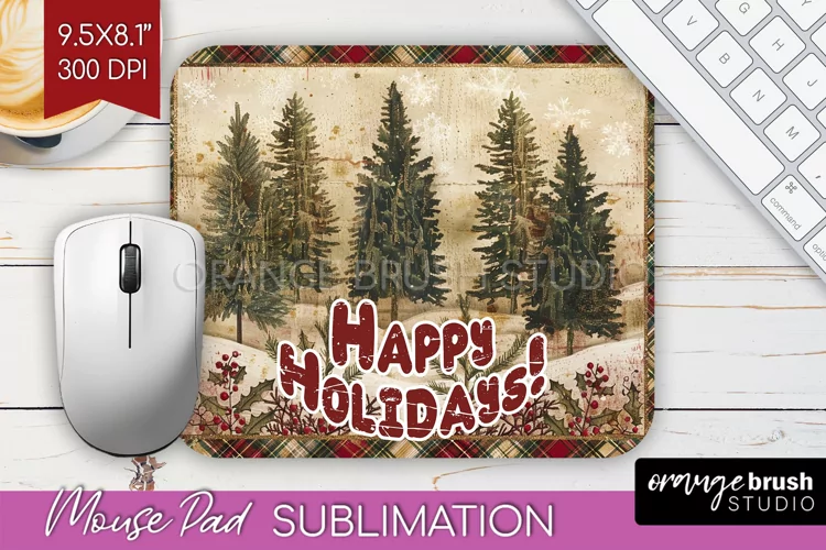 Vintage Christmas Mouse Pad Sublimation - Xmas Mousepad PNG